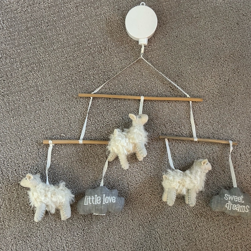 Charming Cream and Gray Sheep Mobile
